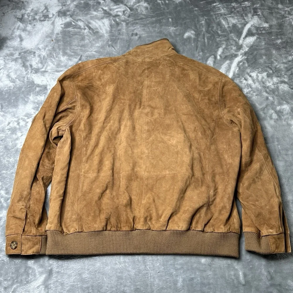 Jos  A Bank Jacket Men Size Large Brown Bomber Signature Collection Preppy Suede